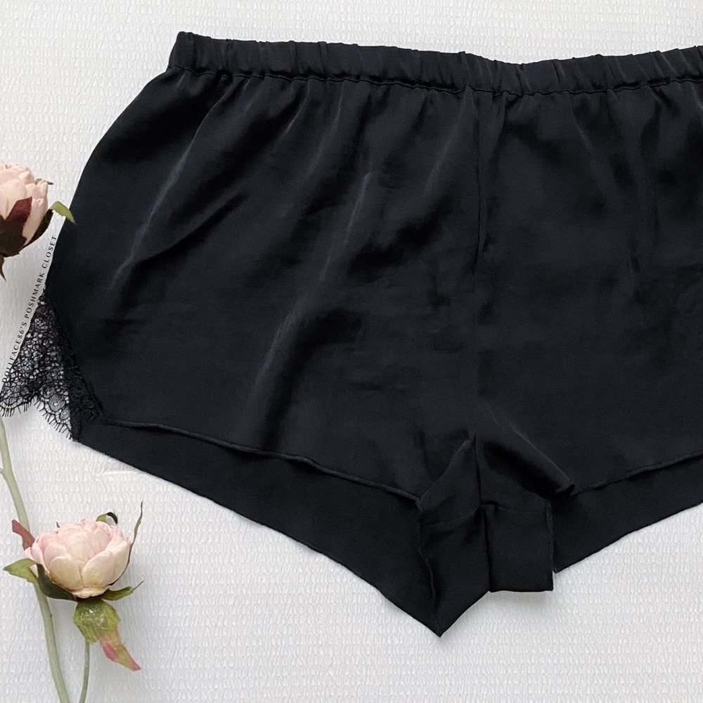 VS Satin Black Lace Sides Sleep Shorts